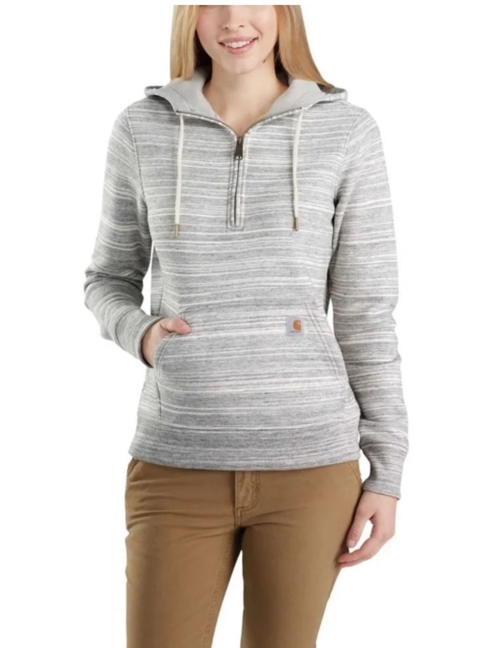CARHARTT Women's Clarksburg Relaxed Fit Half-Zip Hooded Sweatshirt Gray XXL